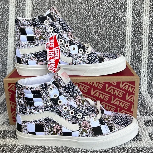 Vans Sk8-Hi Patchwork Floral Multi Marshmallow Pink MENS - Picture 2 of 16